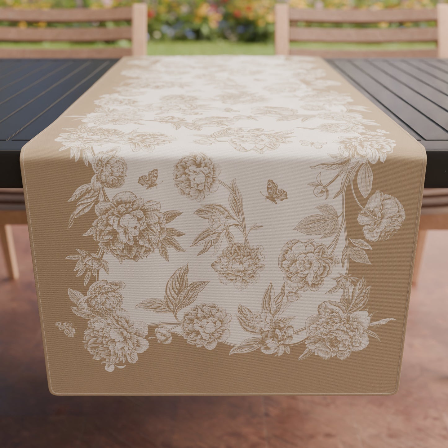Runner Tavola, Tovaglia Runner, Runner Cucina Peonie Fango