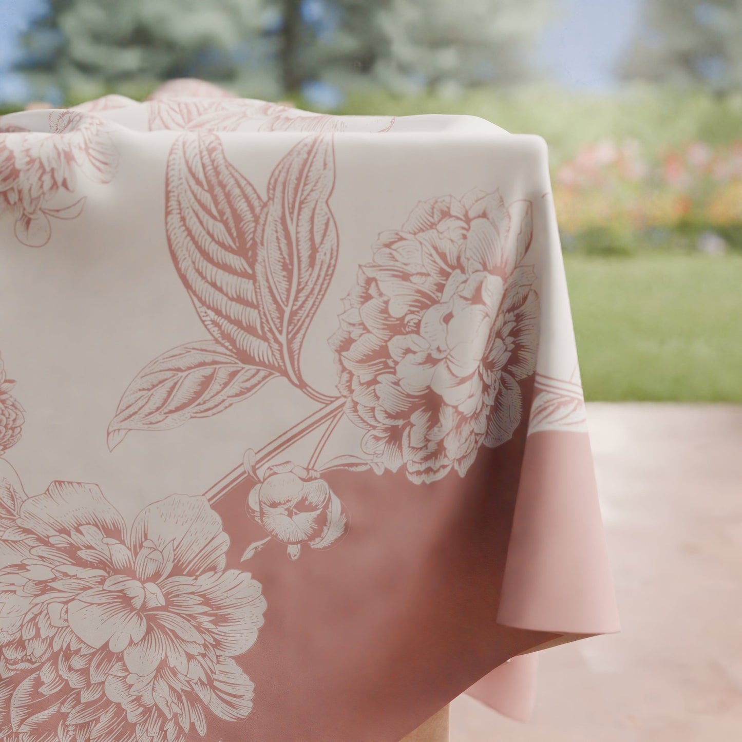 Tovaglia da tavola Antimacchia, Copritavolo da Cucina Peonie Cipria Scuro