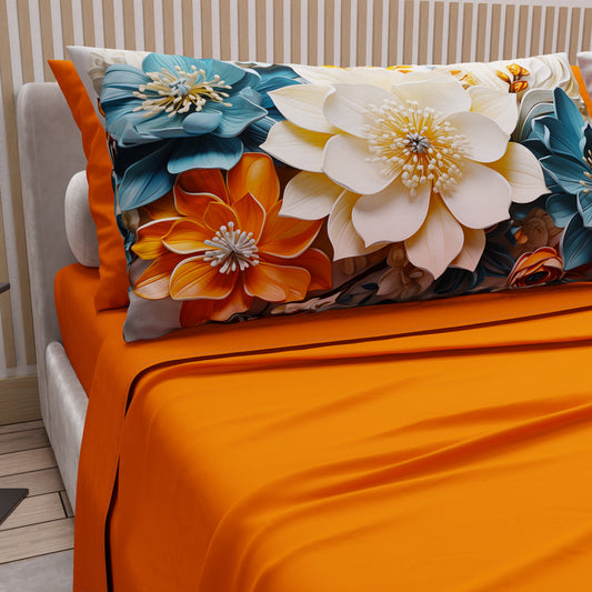 Lenzuola in Cotone, Completo Letto con Federe in Stampa Digitale Floreale 05-10