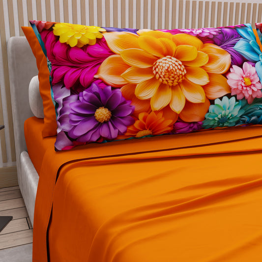 Lenzuola in Cotone, Completo Letto con Federe in Stampa Digitale Floreale 05-12