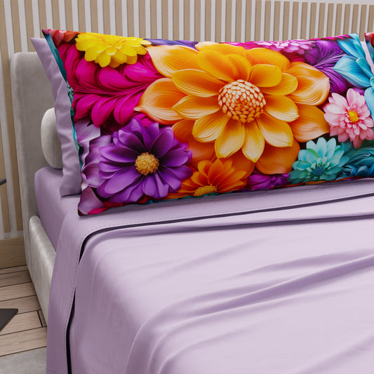 Lenzuola in Cotone, Completo Letto con Federe in Stampa Digitale Floreale 05-12