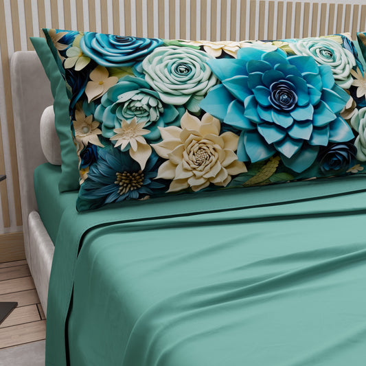 Lenzuola in Cotone, Completo Letto con Federe in Stampa Digitale Floreale 05-15