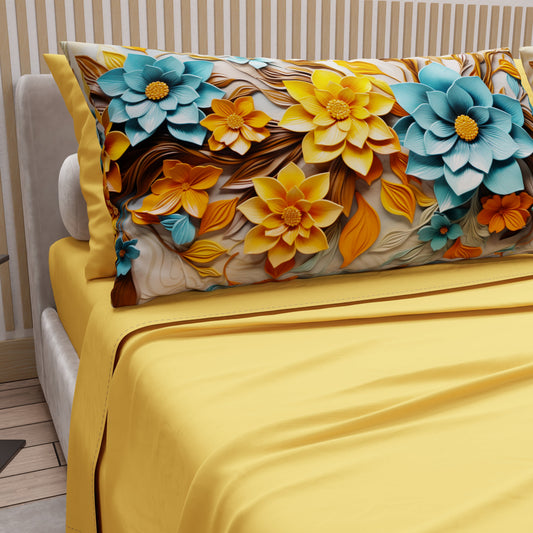 Lenzuola in Cotone, Completo Letto con Federe in Stampa Digitale Floreale 05-16