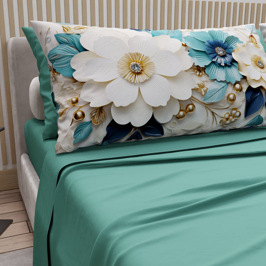 Lenzuola in Cotone, Completo Letto con Federe in Stampa Digitale Floreale 05-19