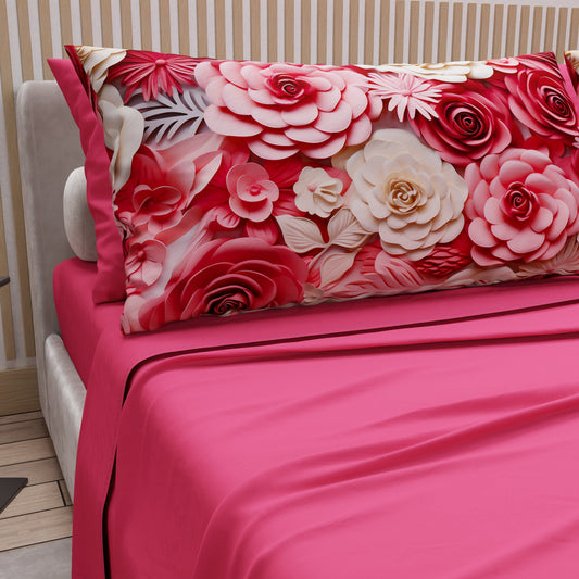 Lenzuola in Cotone, Completo Letto con Federe in Stampa Digitale Floreale 05-3