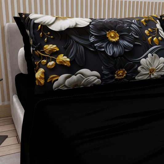 Lenzuola in Cotone, Completo Letto con Federe in Stampa Digitale Floreale 05-6