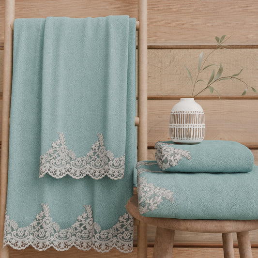 Asciugamani Bagno in Spugna in Pizzo Chantilly Carta da Zucchero