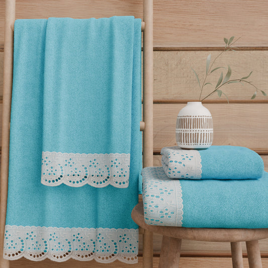 Asciugamani Bagno in Spugna in Pizzo Sangallo Maldive