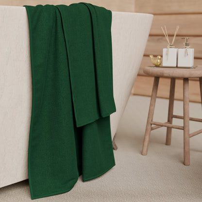 Asciugamani Bagno in Spugna Tinta Unita Verde Scuro