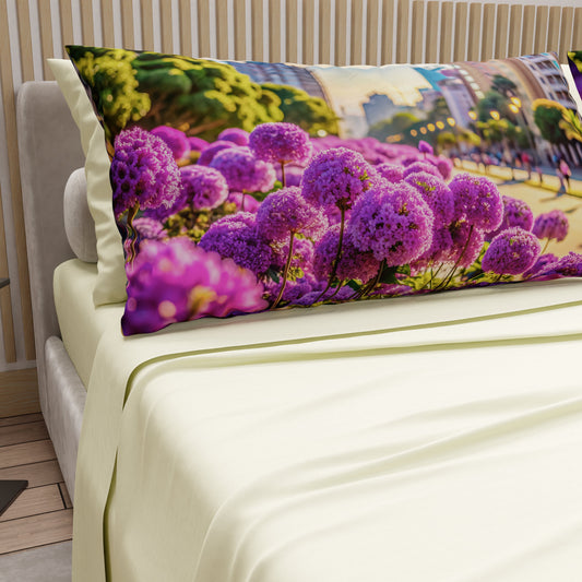 Lenzuola in Cotone, Completo Letto con Federe in Stampa Digitale Brasile Panna
