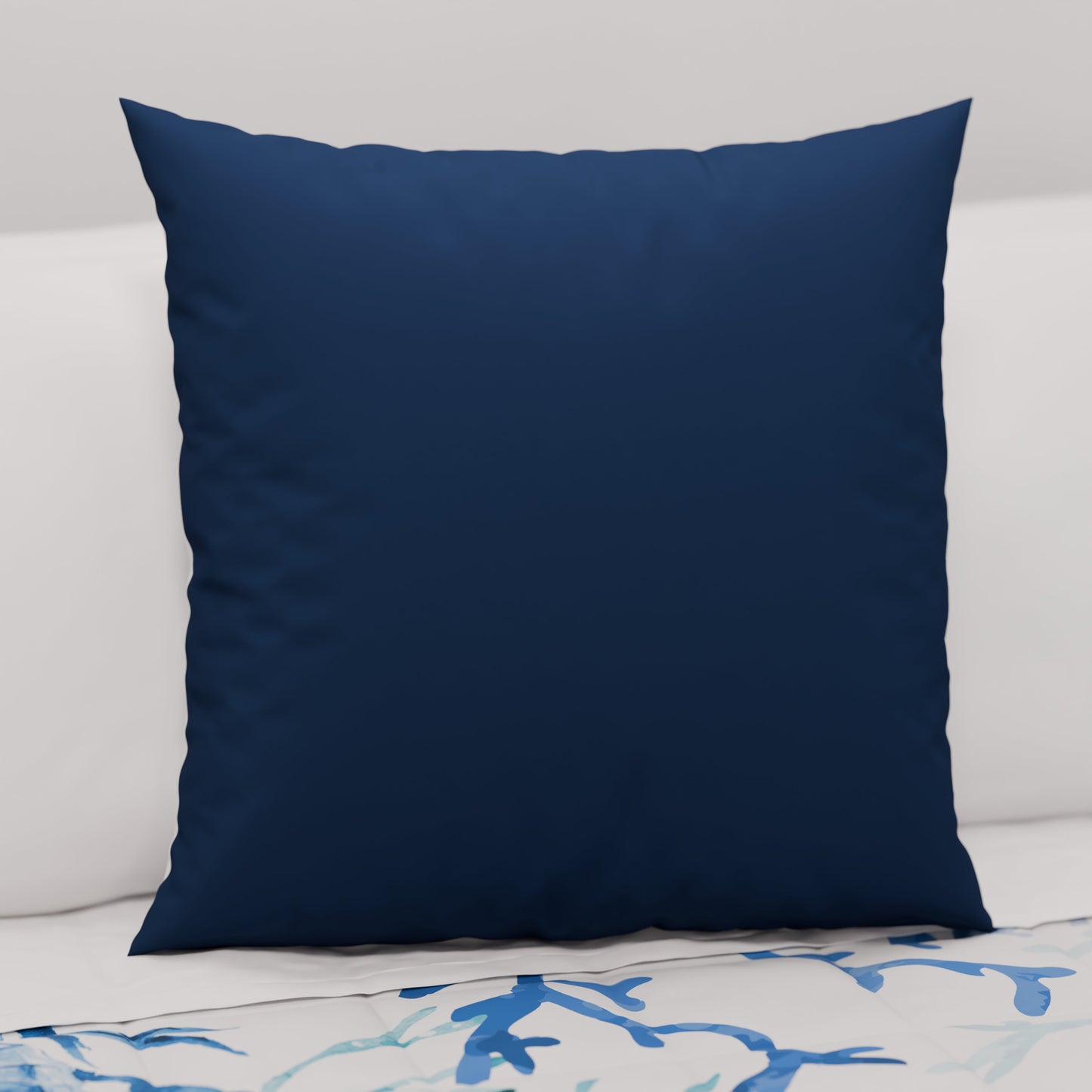 Cuscini, Copricuscini Divano, Cuscini Arredo in Tinta Unita Bianco/Blu Notte