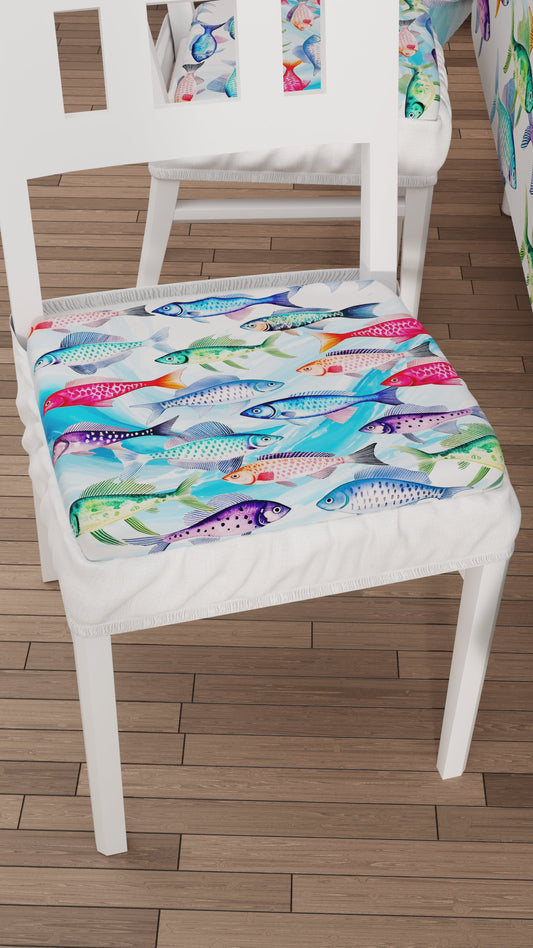 Cuscini per Sedie con Elastico Coprisedia in Stampa Digitale Fishes