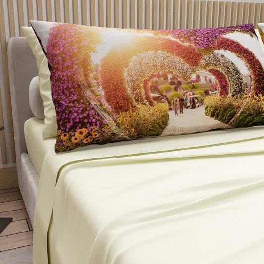 Lenzuola in Cotone, Completo Letto con Federe in Stampa Digitale Dubai Panna