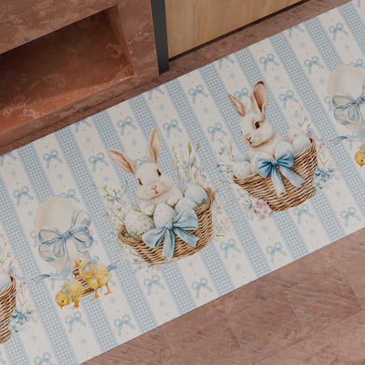 Tappeto Cucina Pasqua Antiscivolo Passatoia Pasqua Cucina lavabile White Bunny