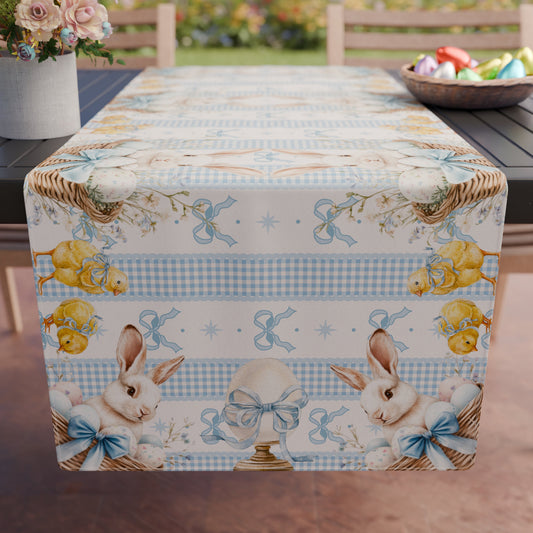 Runner Tavola Pasqua, Tovaglia Runner Pasqua, Runner Cucina White Bunny
