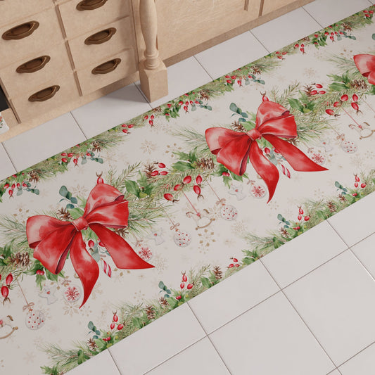 Tappeto Cucina Natalizio Antiscivolo Passatoia Natalizia Cucina lavabile Ghirlanda Natale