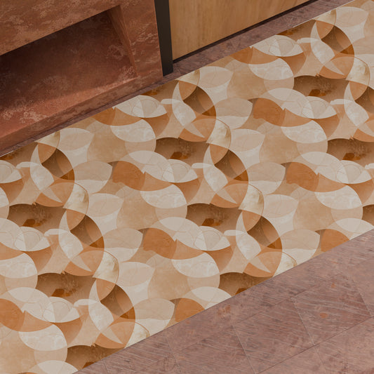 Tappeto Cucina Antiscivolo Passatoia Cucina lavabile, Cucina Geo - Cerchio Beige