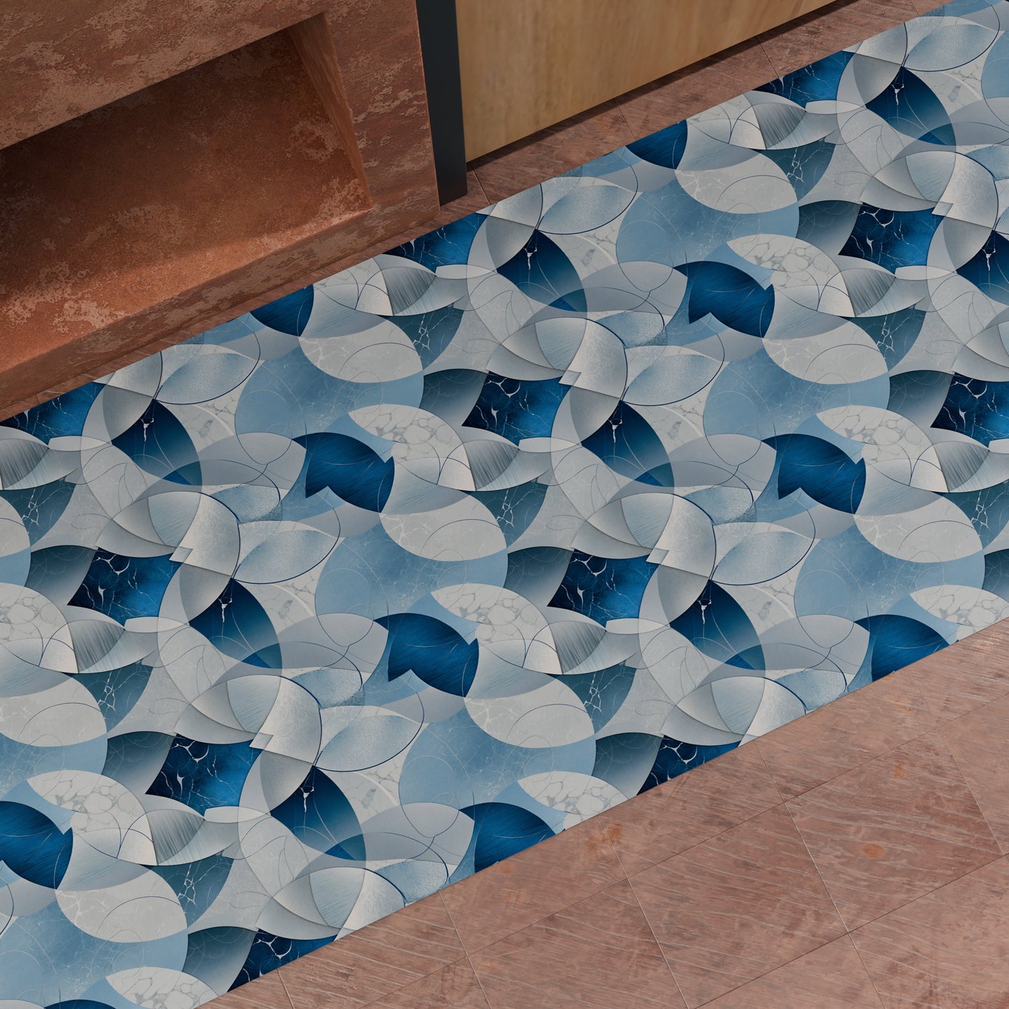 Tappeto Cucina Antiscivolo Passatoia Cucina lavabile, Cucina Geo - Cerchio Blu