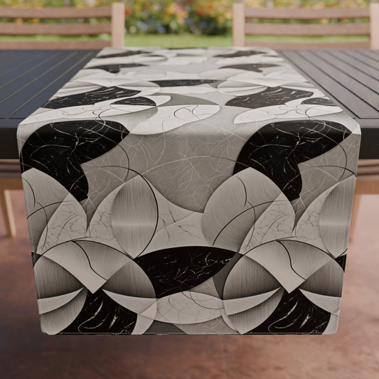 Runner Tavola, Tovaglia Runner, Runner Cucina Geo - Cerchio NERO ARGENTO