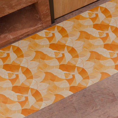 Tappeto Cucina Antiscivolo Passatoia Cucina lavabile, Cucina Geo - Cerchio Arancio