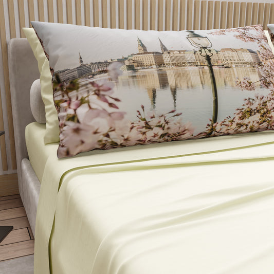 Lenzuola in Cotone, Completo Letto con Federe in Stampa Digitale Germania Panna