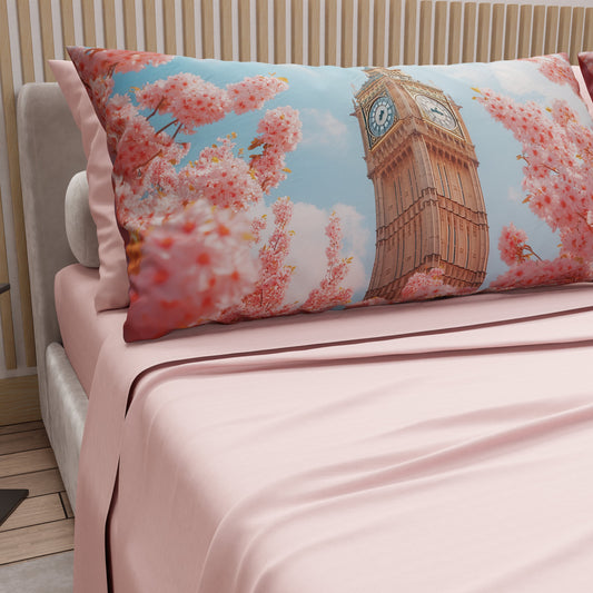 Lenzuola in Cotone, Completo Letto con Federe in Stampa Digitale Londra01 Cipria Chiaro