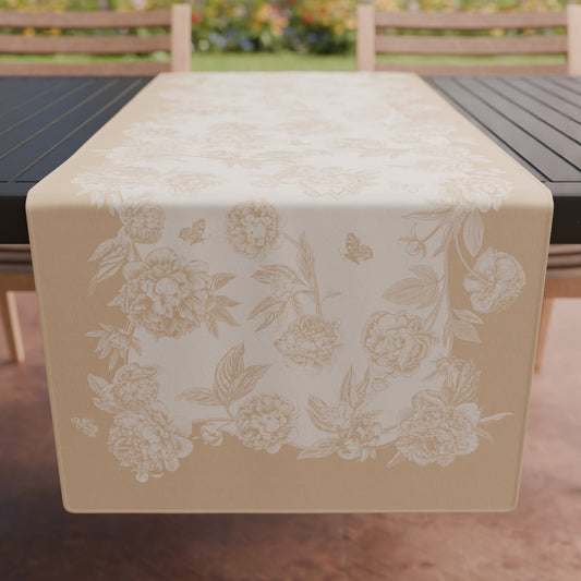 Runner Tavola, Tovaglia Runner, Runner Cucina Peonie Beige