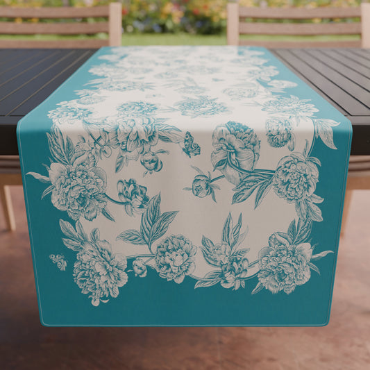 Runner Tavola, Tovaglia Runner, Runner Cucina Peonie Ottanio