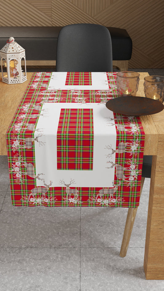 Runner Tavola Natalizio, Tovaglia Runner Natalizia, Runner Cucina Renna Beige