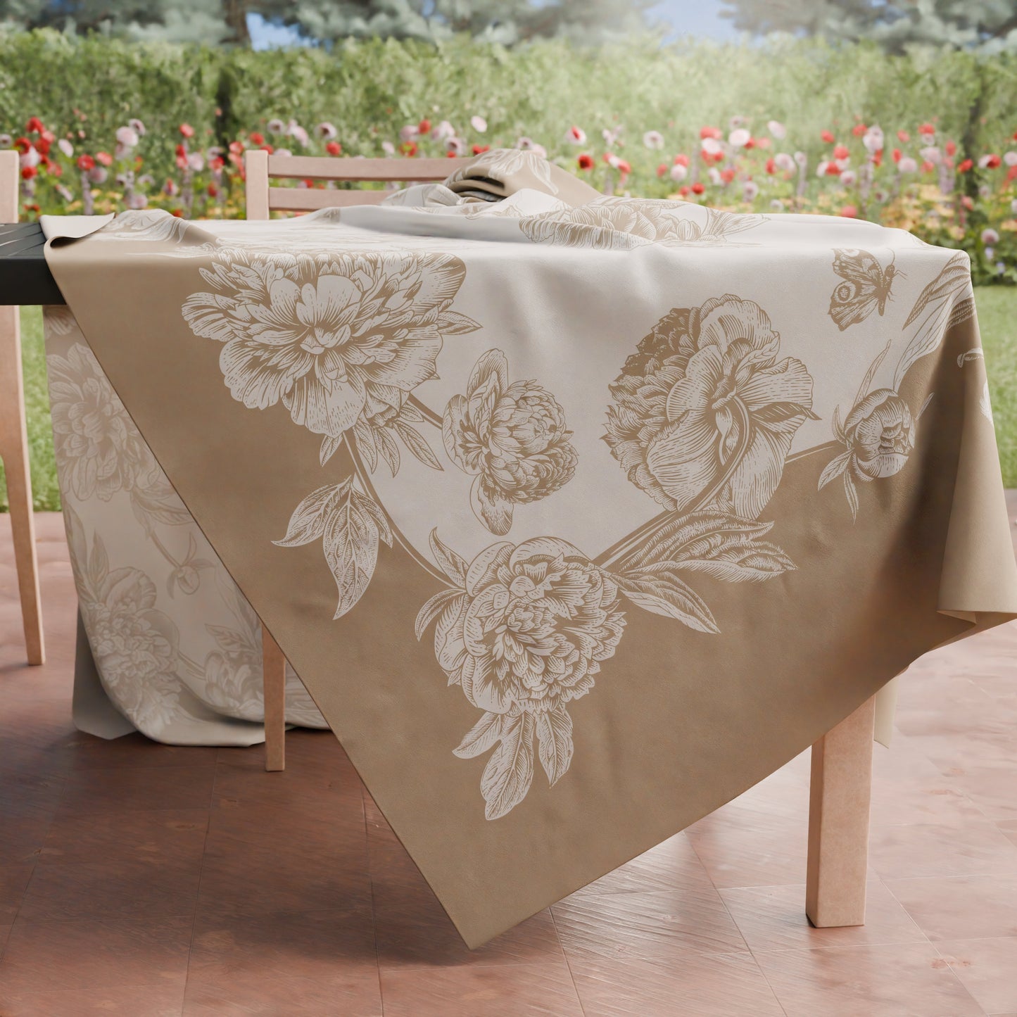 Tovaglia da tavola Antimacchia, Copritavolo da Cucina Peonie Fango