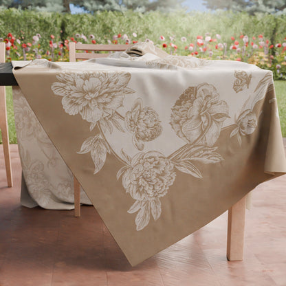 Tovaglia da tavola Antimacchia, Copritavolo da Cucina Peonie Fango