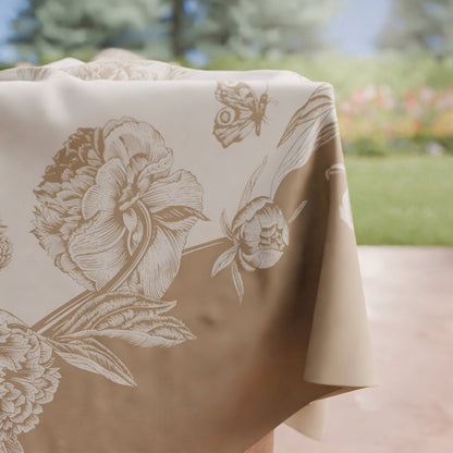 Tovaglia da tavola Antimacchia, Copritavolo da Cucina Peonie Fango