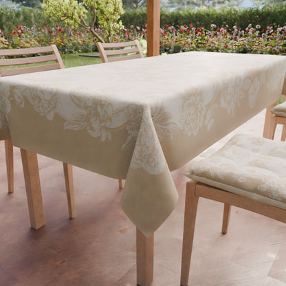 Tovaglia da tavola Antimacchia, Copritavolo da Cucina Peonie Beige