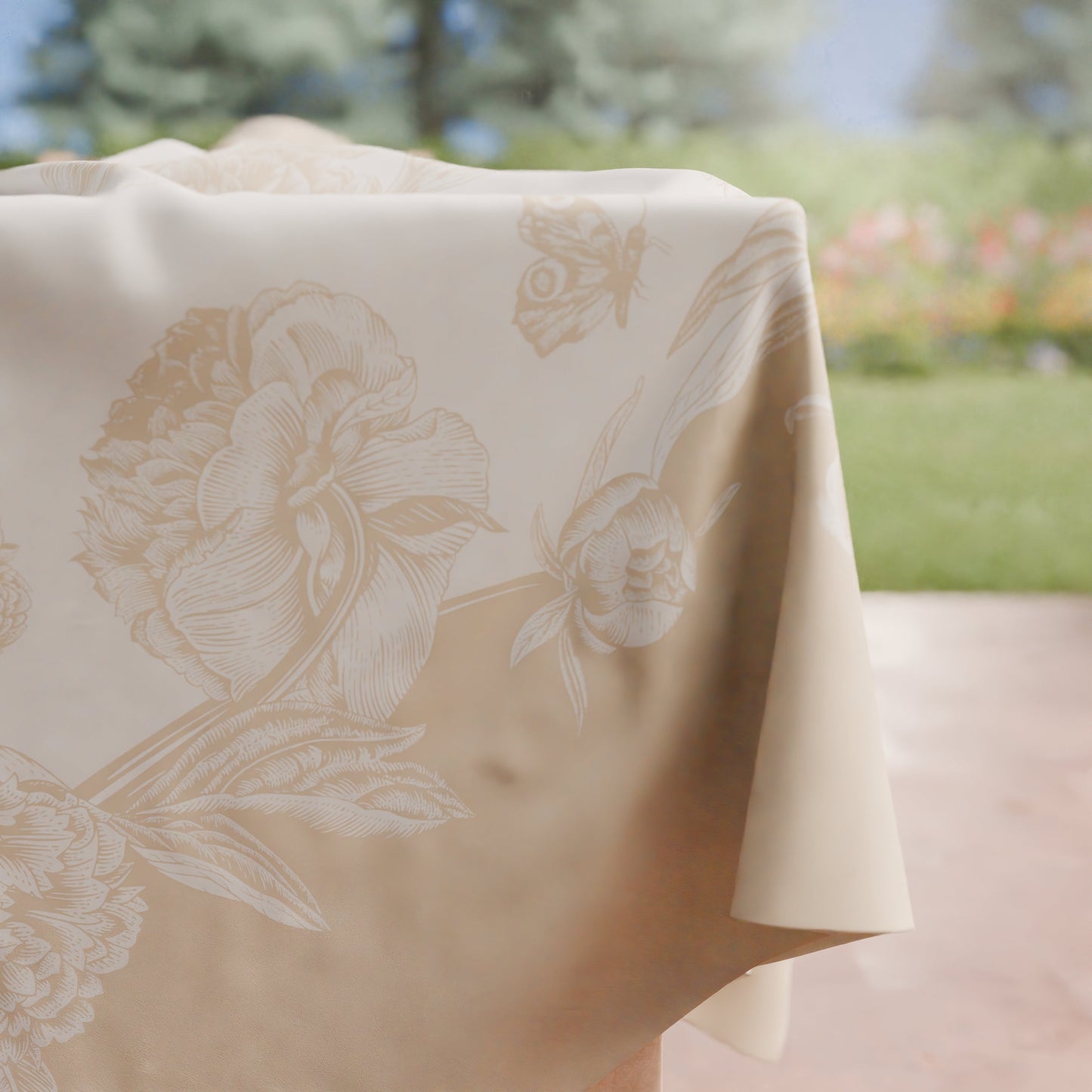 Tovaglia da tavola Antimacchia, Copritavolo da Cucina Peonie Beige