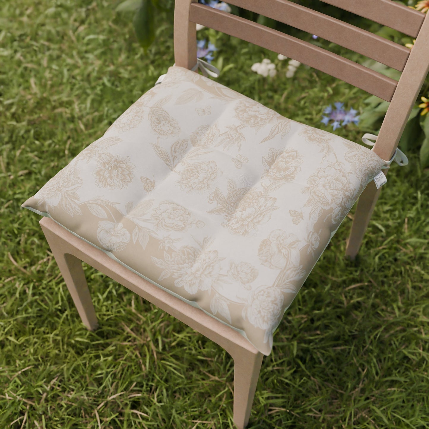 Cuscini per Sedie Coprisedia 6 Pezzi Peonie Beige