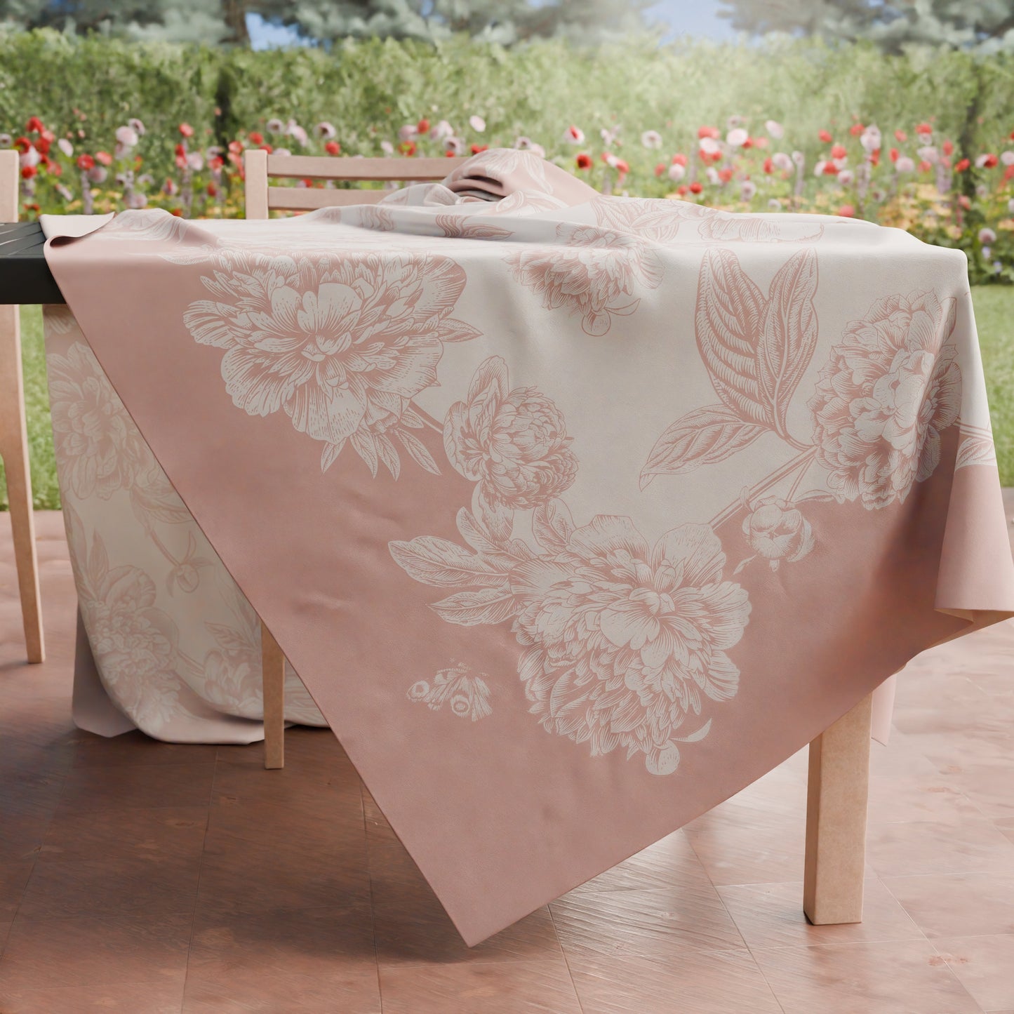 Tovaglia da tavola Antimacchia, Copritavolo da Cucina Peonie Cipria
