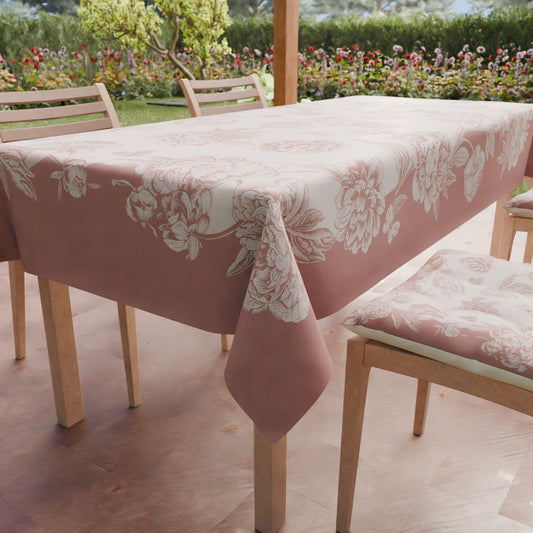 Tovaglia da tavola Antimacchia, Copritavolo da Cucina Peonie Cipria Scuro