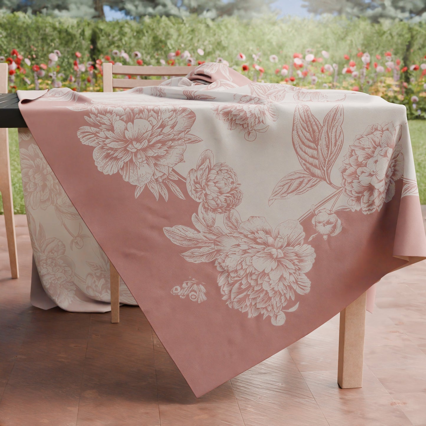 Tovaglia da tavola Antimacchia, Copritavolo da Cucina Peonie Cipria Scuro