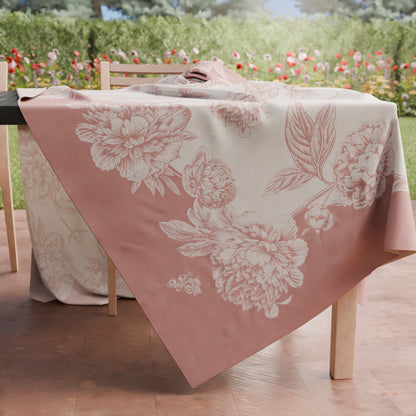 Tovaglia da tavola Antimacchia, Copritavolo da Cucina Peonie Cipria Scuro