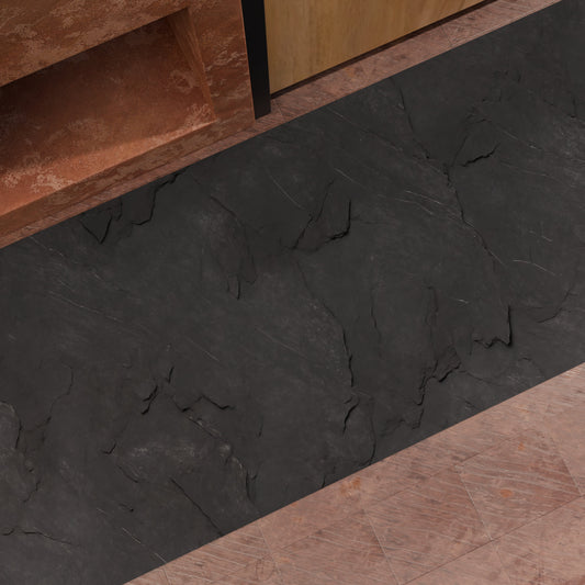 Tappeto Cucina Antiscivolo Passatoia Cucina lavabile, Cucina Pietra Gres Nero